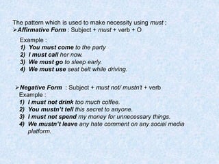 necessity : should, have to, has to, must | PDF