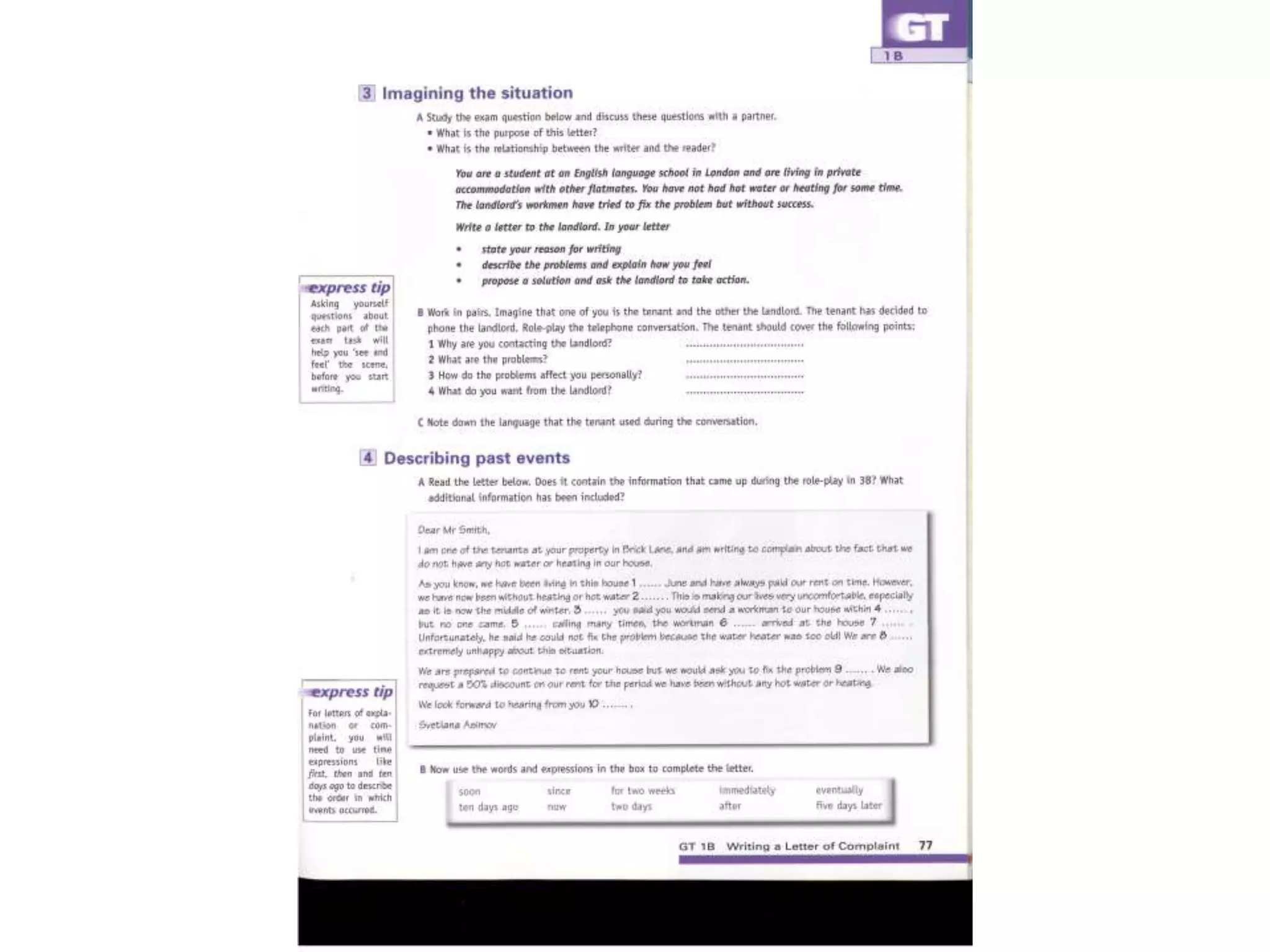 Nec gt writing task 1 letter of complaint and task 2 | PPTX