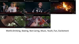 Motifs:Drinking, Skating, Not Caring, Music, Youth, Fun, Excitement
 