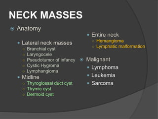 Neck masses in paediatrics | PPTX