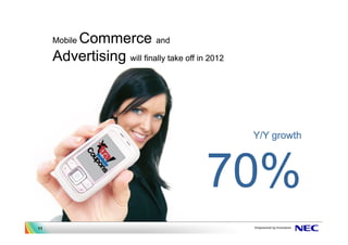 Commerce and
     Mobile

     Advertising will finally take off in 2012




                                                 Y/Y growth



                                         70%
11
 
