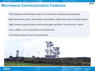 秘密▲
Microwave Communication Features
Wide frequency band has larger capacity for more radio communication equipments.
High transmission quality, High stability and reliability, High antenna gain and High Security.
Easy to deploy, Low cost and Short construction term.
Fast business operation and Easy maintenance.
High resistance against disasters such as earth quake and flood. Less affected by terrain.
 
