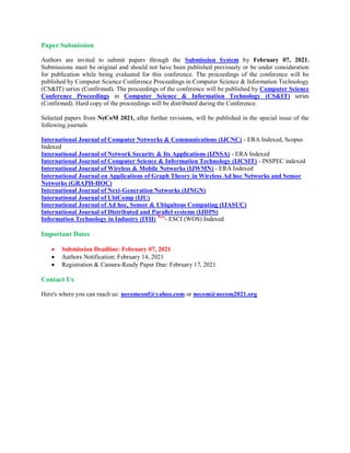 13th International Conference on Networks & Communications (NeCoM 2021 ...