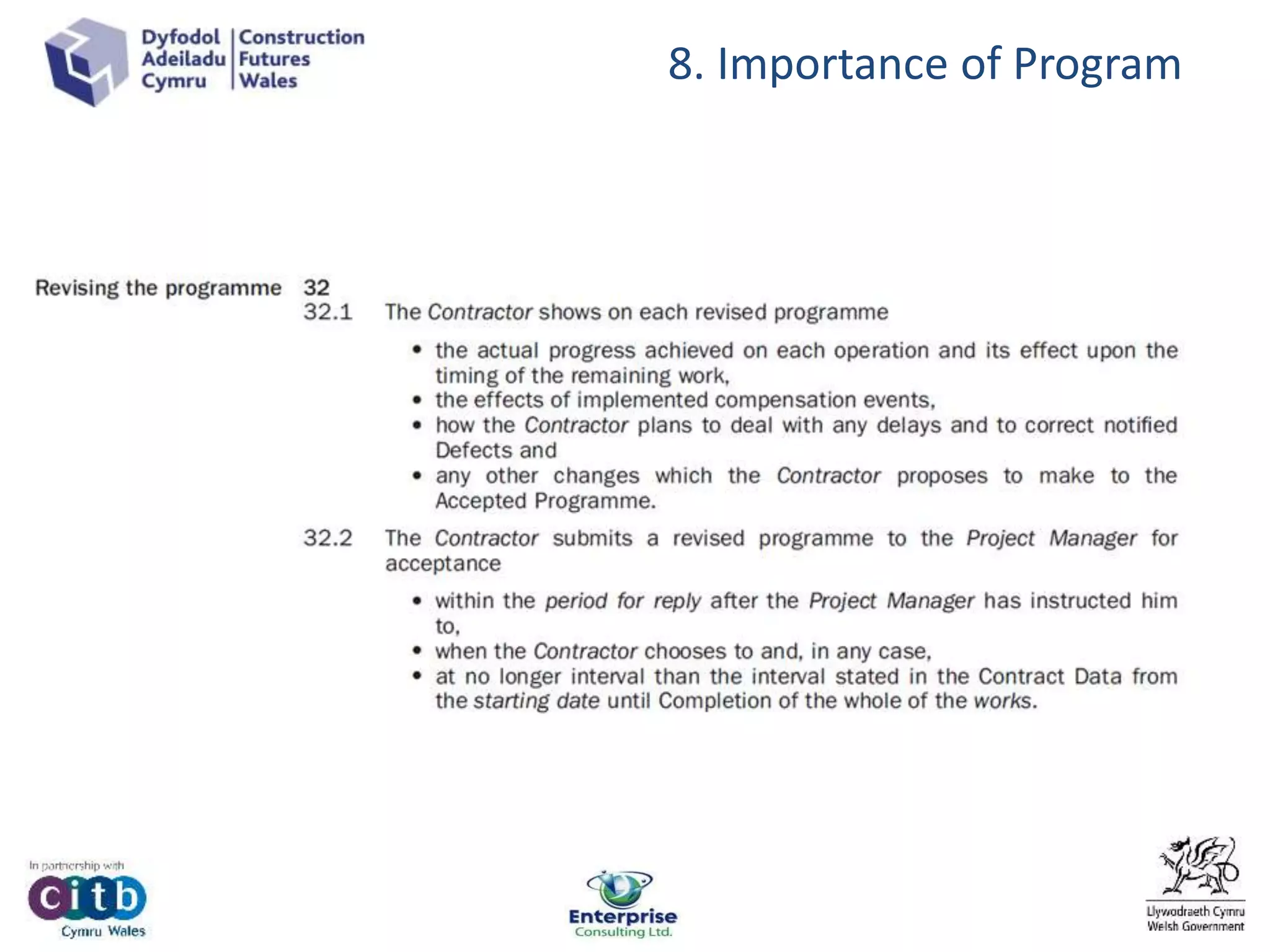 8. Importance of Program
 