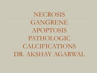 NECROSIS
GANGRENE
APOPTOSIS
PATHOLOGIC
CALCIFICATIONS
DR. AKSHAY AGARWAL
 