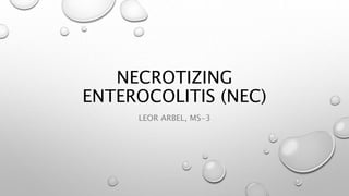 NECROTIZING
ENTEROCOLITIS (NEC)
LEOR ARBEL, MS-3
 