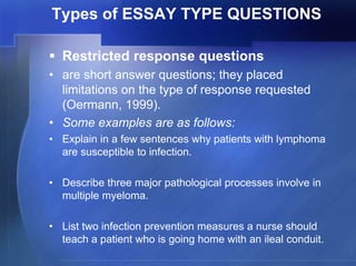 Restricted Response Essay Science Example NED 203 Criterion Referenced Test & Rubrics | PPTX