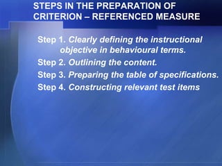 Criterion Task Testing NED 203 Criterion Referenced Test & Rubrics | PPTX