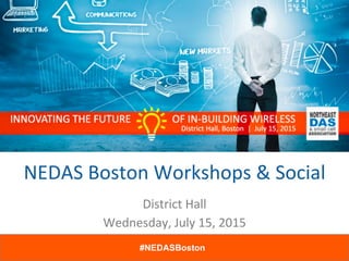 NEDAS	
  Boston	
  Workshops	
  &	
  Social	
  
District	
  Hall	
  
Wednesday,	
  July	
  15,	
  2015	
  
#NEDASBoston
	
  
 