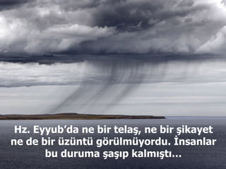Hz. Eyyub’da ne bir telaş, ne bir şikayet ne de bir üzüntü görülmüyordu. İnsanlar bu duruma şaşıp kalmıştı… 