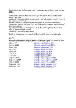 Uitslag Postcodeloterij April 2024