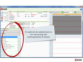 En gebruik de selectiemenu’s
om eenvoudig een
werkhypothese te kiezen
 