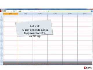 Let wel:
U ziet enkel de aan u
toegewezen OK’s
en OK-tijd
 