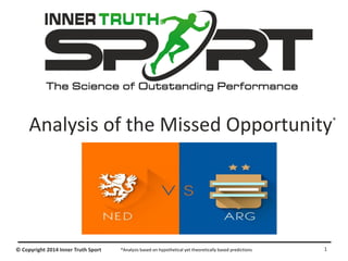 © Copyright 2014 Inner Truth Sport
Analysis of the Missed Opportunity*
1*Analysis based on hypothetical yet theoretically based predictions
 