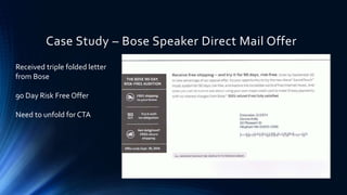 Case Study – Bose Speaker Direct Mail Offer
Received triple folded letter
from Bose
90 Day Risk Free Offer
Need to unfold ...