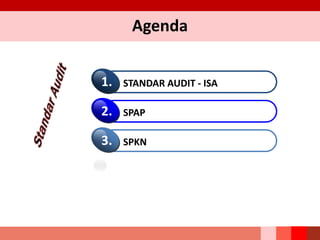 Agenda
STANDAR AUDIT - ISA
1.
SPAP
2.
SPKN
3.
 