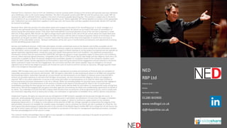 Terms & Conditions
Payment Terms: Payment is due to R B P Ltd. Settlement must be received within 10 days as the services will typically have been delivered
up to 30/60 days prior to the invoice being submitted. The title in the goods remains with RBP Ltd until the amount due is paid. RBP Ltd
reserves the right to withhold further supplies in the event of amounts payable becoming due. This contract is subject also to the terms
and conditions of use as detailed in the site at www.rbponline.co.uk. Where applicable VAT will be detailed on invoices at the appropriate
rate. Publications are zero rated when supplied in hard copy only; site licence fees and data supplied electronically attracts VAT and will
be invoiced accordingly.
Renewal Policy: NED Intel services are subscription based and charged on the basis of the ‘benefiting group’ or senior managers in a
business who will benefit from the external views of the market(s) provided. No refund can be made in the event of cancellation of
service during the subscription period. If the client shall make default in punctual payment of any of the sum due or payment is made
after the 10 days agreed, RBP reserves the right to charge and be paid interest at the rate of 4% per annum above the Lloyds Bank base
rate then prevailing. Such interest is payable from the date of invoice until the date of receipt of payment. Notice of termination of the
agreement can be given by either side on 3 months’ notice after the expiry of the initial term (typically 12 months from purchase or
inception of the subscription service). Renewal notifications will be sent up to 3 months before anniversaries and adjustments to pricing
and the benefiting group made then.
Services and Additional Services: A NED Intel subscription includes unrestricted access to the Reports and Profiles accessible via the
www.nedlegal.co.uk website logins. This includes email and advisory support as required on issues arising from the information services.
The ‘NED Sprint’ service includes on-site support or advisory support at Board meetings or on key projects as required and will typically be
agreed separately regarding extent, timing and scope and include these general terms and conditions. Any additional prospecting or
introduction services that are commissioned (‘NED GTM’) will again be agreed in scope separately subject to these terms and conditions,
and are, unless expressly agreed otherwise, chargeable at the rate of £1250+vat per day for deal design and due diligence work and a 2%
commission is payable on deals introduced, designed and marshalled, payable on completion based on the enterprise valuation upon
which the deal is based. Should negotiations be terminated or lapse during the period of the engagement and yet restored or recovered
within a period of 2 years from the last engagement, the commission and fees will remain payable. Days are charged on 10 minute
segments and on formal due diligence projects will include the costs of travel to and from venues as necessary, although typically travel
time is not charged on key project work.
Liability: RBP Ltd takes every care to ensure that official data is reproduced accurately and estimates of financial data are compiled on
reasonable assumptions and industry benchmarks. RBP Ltd expects subscribers to take professional advice on all M&A and competitor
benchmarking matters. Subscribers typically do not and should not rely exclusively on one Report or advisory source only and NED’s
services are provided expressly on the basis that full legal, accountancy, tax and commercial due diligence services are engaged as
required. NED is not a deal underwriter or insurer in any sense and makes no representations as to value for listed stock markets or
formal investment processes whatsoever in the UK or abroad. While not excluding liability for personal injury caused by their negligence
or fraud, the liability for the performance of the services is limited to the extent of the fees paid for them in the 12 month period
immediately preceding the event giving rise to any claim. Neither party shall be liable for any indirect or consequential losses arising from
these terms. NED will be engaging with prospects and other agencies and entering into NDAs and confidentiality agreements on behalf of
its clients. You undertake to ensure that NED is always held harmless from any breaches of those agreements by you, and to comply with
any restrictions regarding return or destruction of data, non-solicitation or approaches to forbidden firms, staff or advisors and partners.
Intellectual Property ;All rights are reserved and any infringement of RBP Limited’s copyright will be pursued through the courts. In
particular, photocopying brief extracts for normal business discussion is permitted, but distribution of more than five pages is forbidden
without prior permission. RBP Ltd reserve the right to refuse to supply, or refuse to continue to supply anyone or any company
employing anyone who is, or is likely to, in the opinion of the directors of RBP Ltd, infringe copyright or compromise the integrity of the
data provided. Discounts are available for multiple copies and logons, and an unlimited use licence per site is available at a fixed fee. The
client agrees that photocopying of substantial parts or the entirety of the Market Report entitles RBP Ltd to charge the full site licence fee
per site on which copies are found. Subscribers are entitled to use extracts of the data for management reporting and analysis, provided
that due acknowledgement of the source is made.
The customer hereby acknowledges that no rights to any copyright or intellectual property subsisting in the goods are granted to or
otherwise vested in the customer. © 2018 RBP Ltd.
NED
RBP Ltd
9 Norris Acre
Hinton
Northants NN13 5NN
01280 843900
www.nedlegal.co.uk
dj@rbponline.co.uk
 