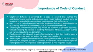Need for Code of Conduct at Workplace