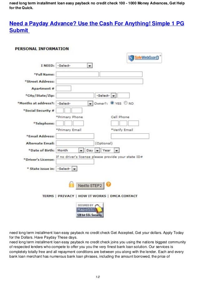 need long term installment loan easy payback no credit check Quick Mo…
