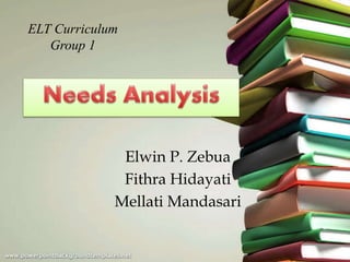 ELT Curriculum
Group 1
Elwin P. Zebua
Fithra Hidayati
Mellati Mandasari
 