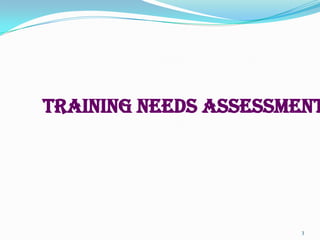 TRAINING NEEDS ASSESSMENT




                      3
 