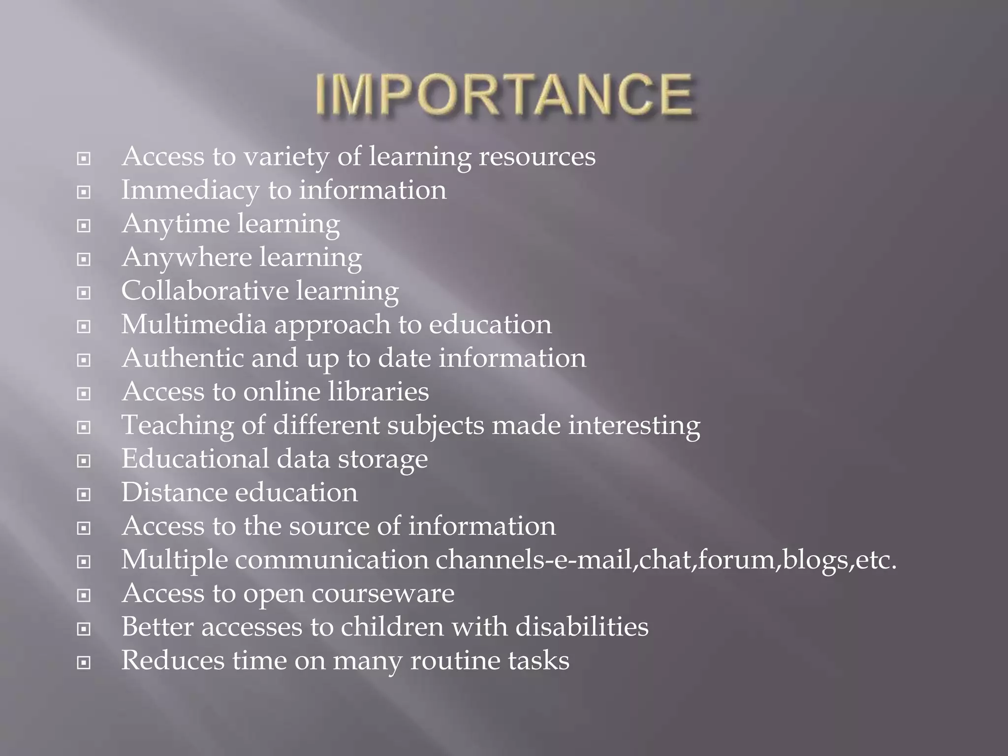 Need and importance of information technology in education | PPTX