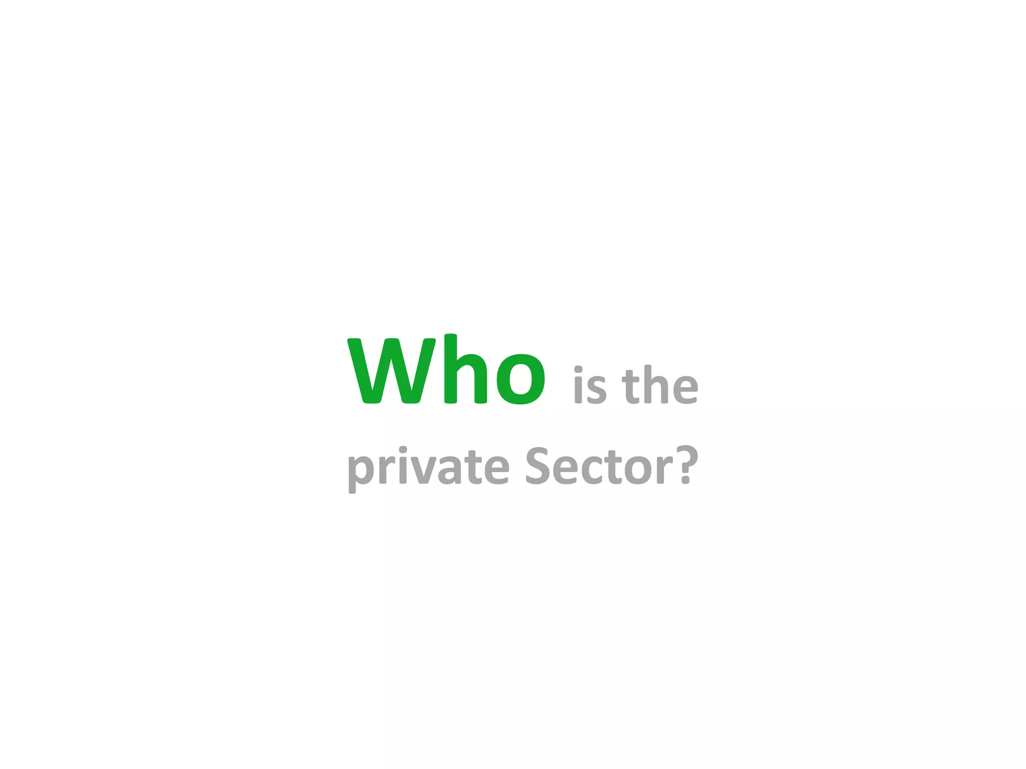 Who is the
private Sector?
 