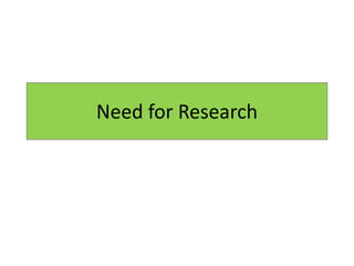 Need for Research
 
