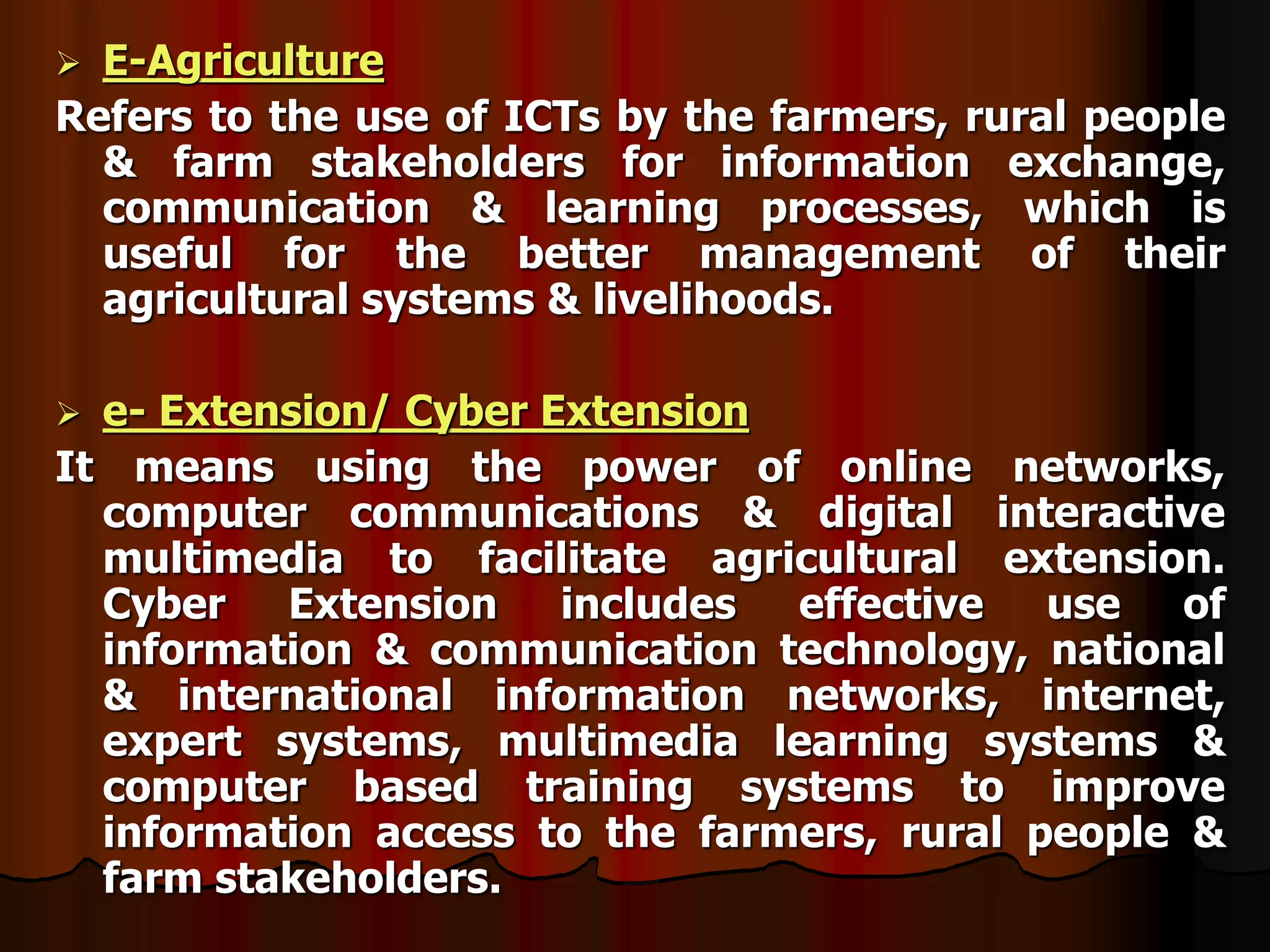 ICT terms & Need for ICT in Agricultural Extension | PPT