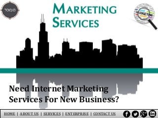 HOME | ABOUT US | SERVICES | ENTERPRISE | CONTACT US
Need Internet Marketing
Services For New Business?
 