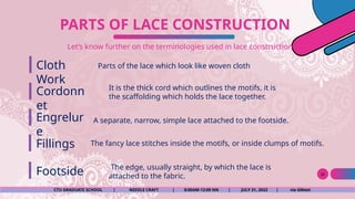 Part Lace Examples NEEDLE CRAFT LACE MAKING, DESIGNS, DEFINITIONS.pptx