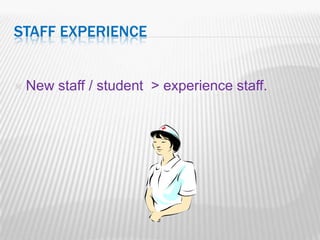 STAFF EXPERIENCE


   New staff / student > experience staff.
 
