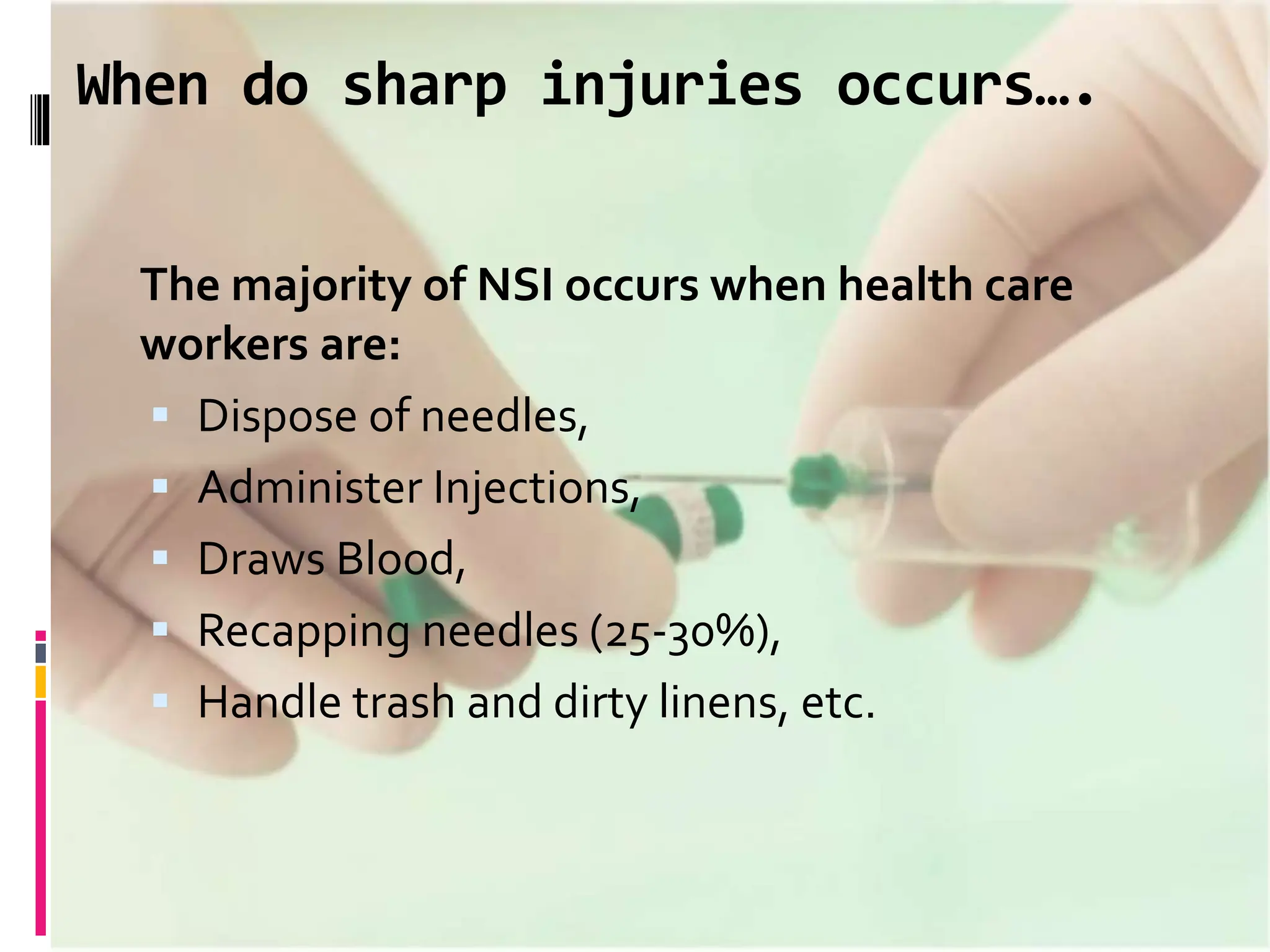Unclean Injection Needle needles Tick in working in hospital health care worker | PPTX