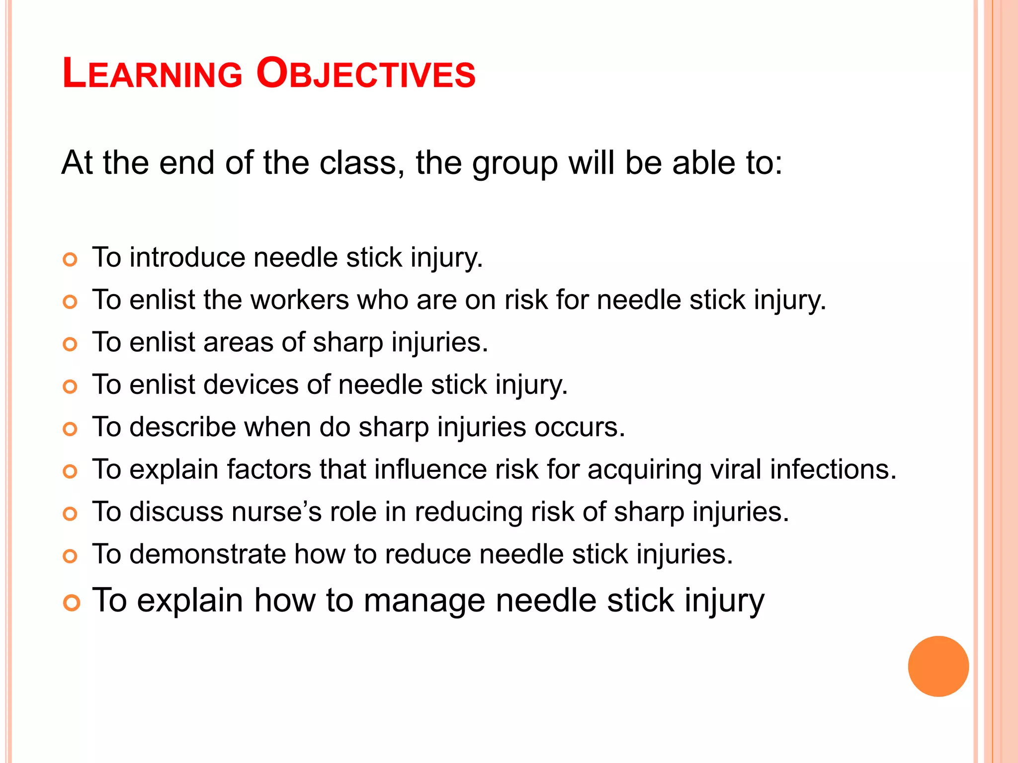 Needle stick injury PPT