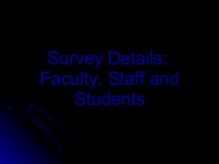 Survey   Details:   Faculty, Staff and Students 