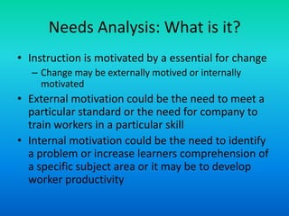 Needs analysis, task analysis | PPTX