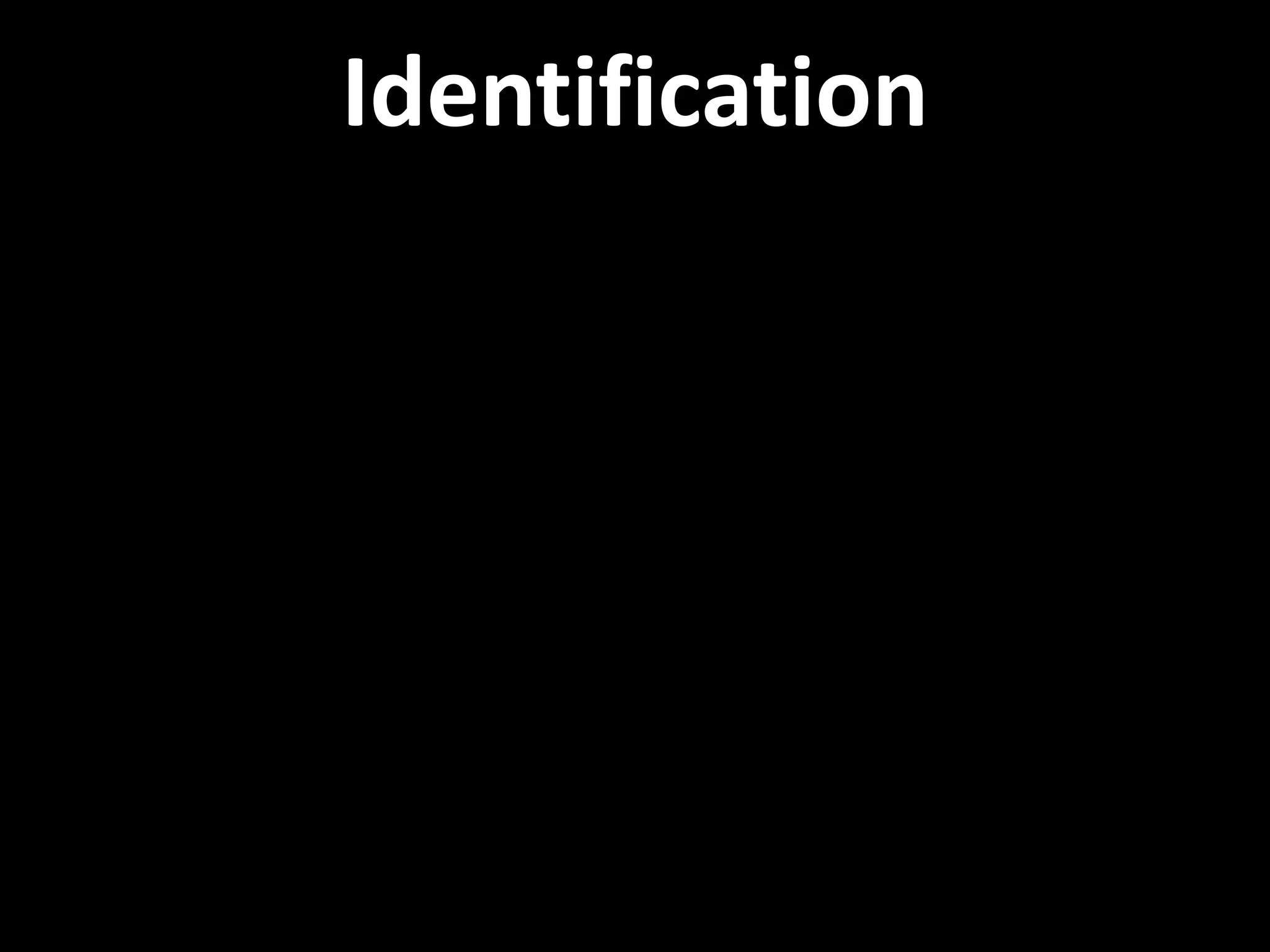 Identification
 