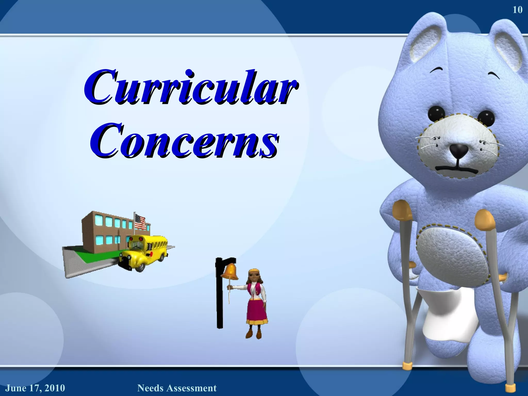 Curricular Concerns  June 17, 2010 Needs Assessment 