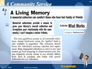 A Community ServiceJune 16, 2010Needs Assessment36
