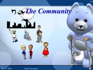 The Community<br />June 16, 2010<br />Needs Assessment<br />32<br />