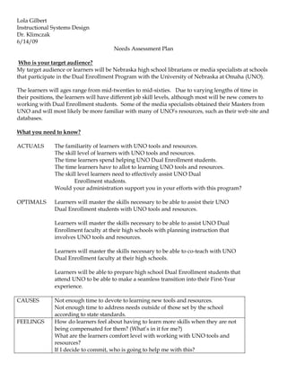 Needs Assessment Plan | PDF