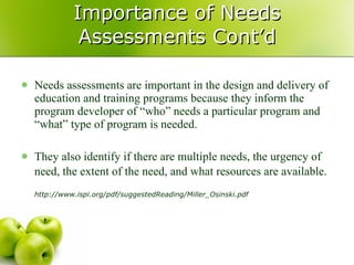 Needs assessments in program development | PPT