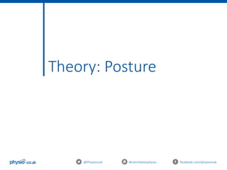 @Physiocouk #manchesterphysio facebook.com/physiocouk
Theory: Posture
 