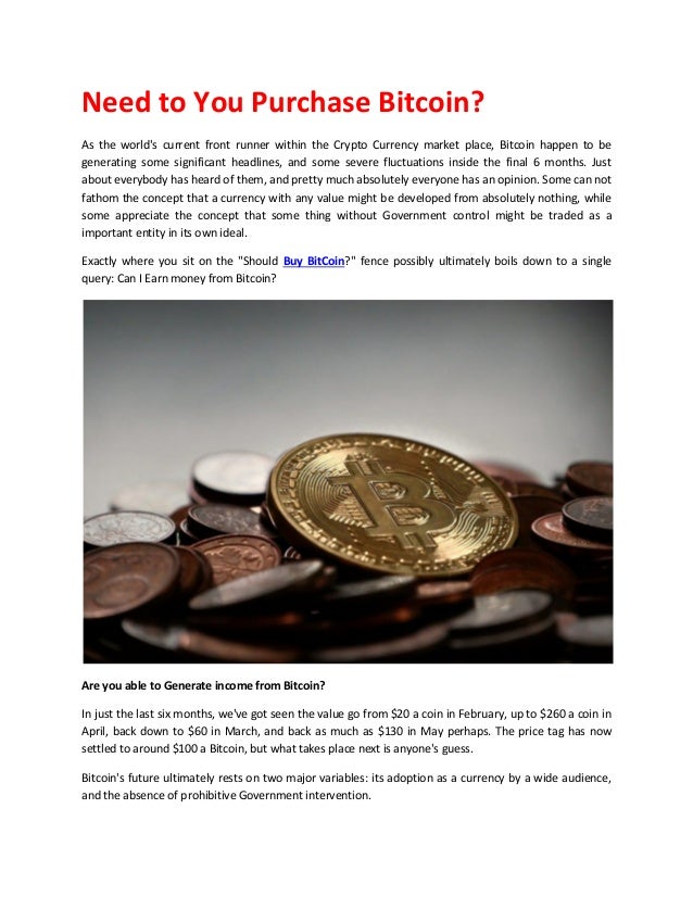 Need To You Purchase Bitcoin - 