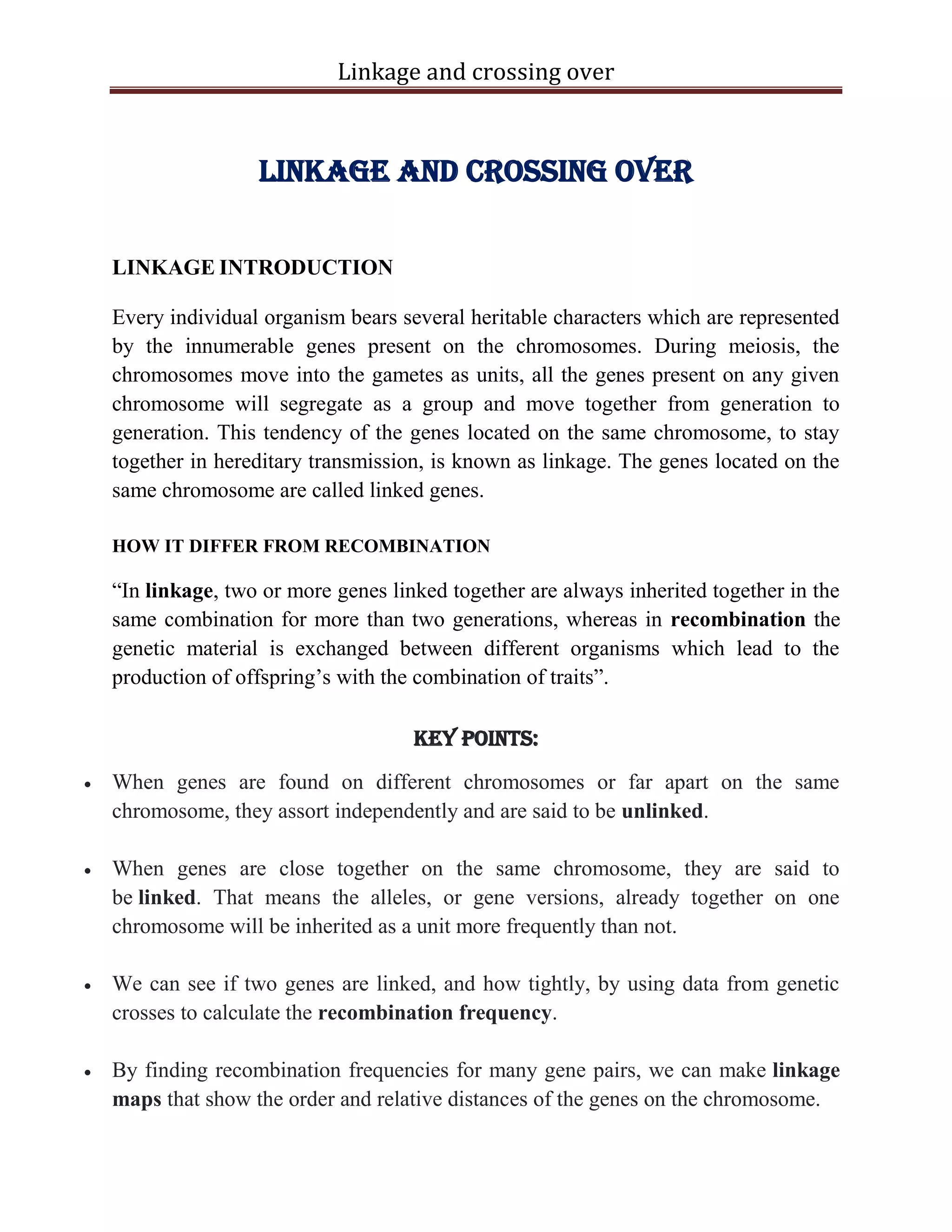 linkage and crossing over | PDF