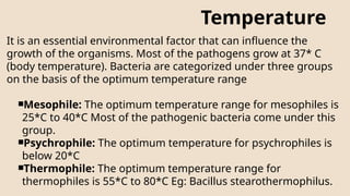 Physical Factors Affecting Distribution of Microorganism in Various ...