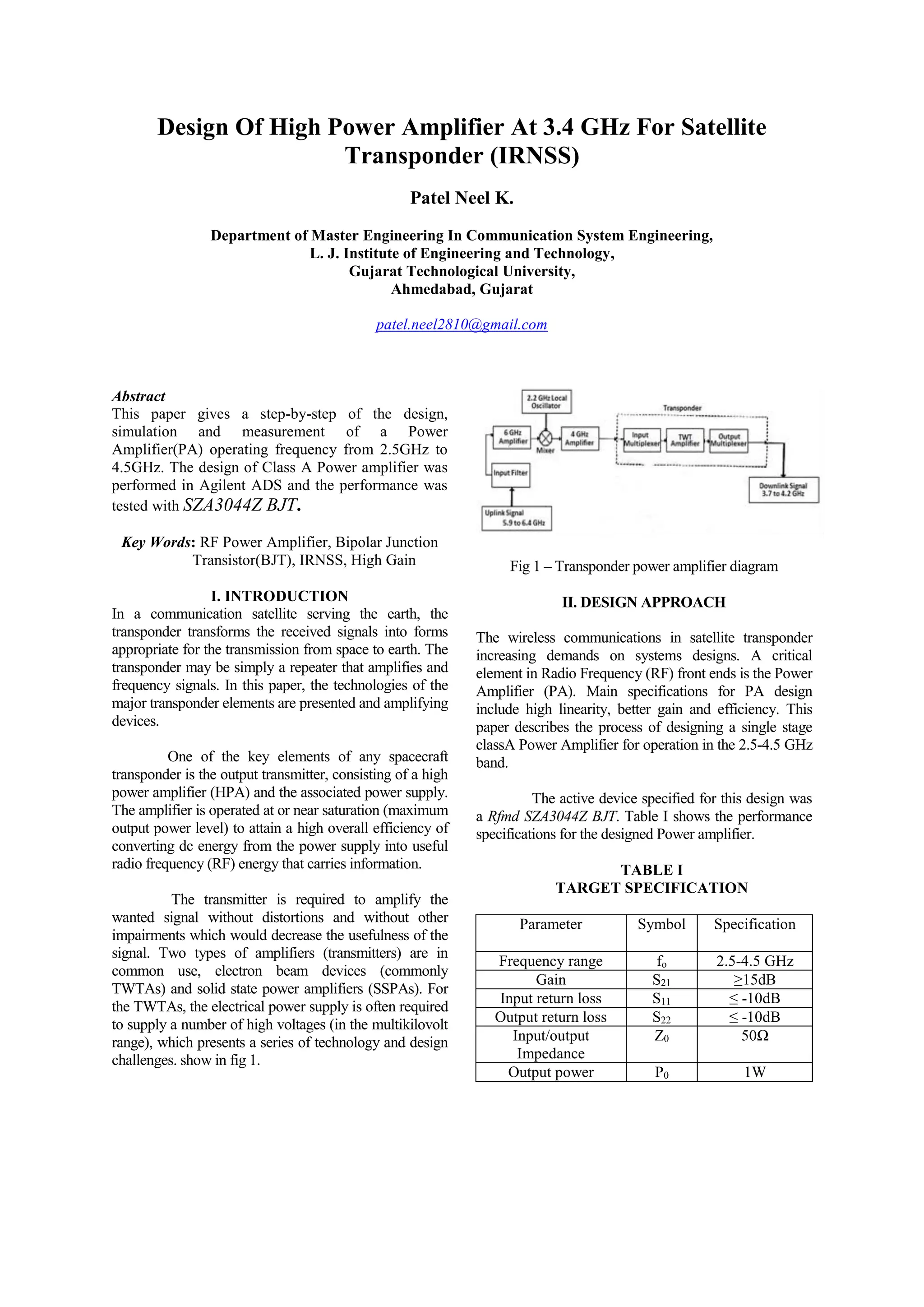 High power amplifier at 3.4 GHz | PDF