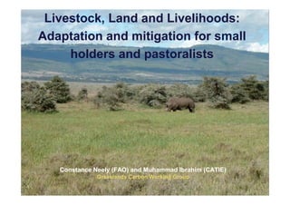 Livestock, Land and Livelihoods:
Adaptation and mitigation for small
     holders and pastoralists




   Constance Neely (FAO) and Muhammad Ibrahim (CATIE)
              Grasslands Carbon Working Group
 
