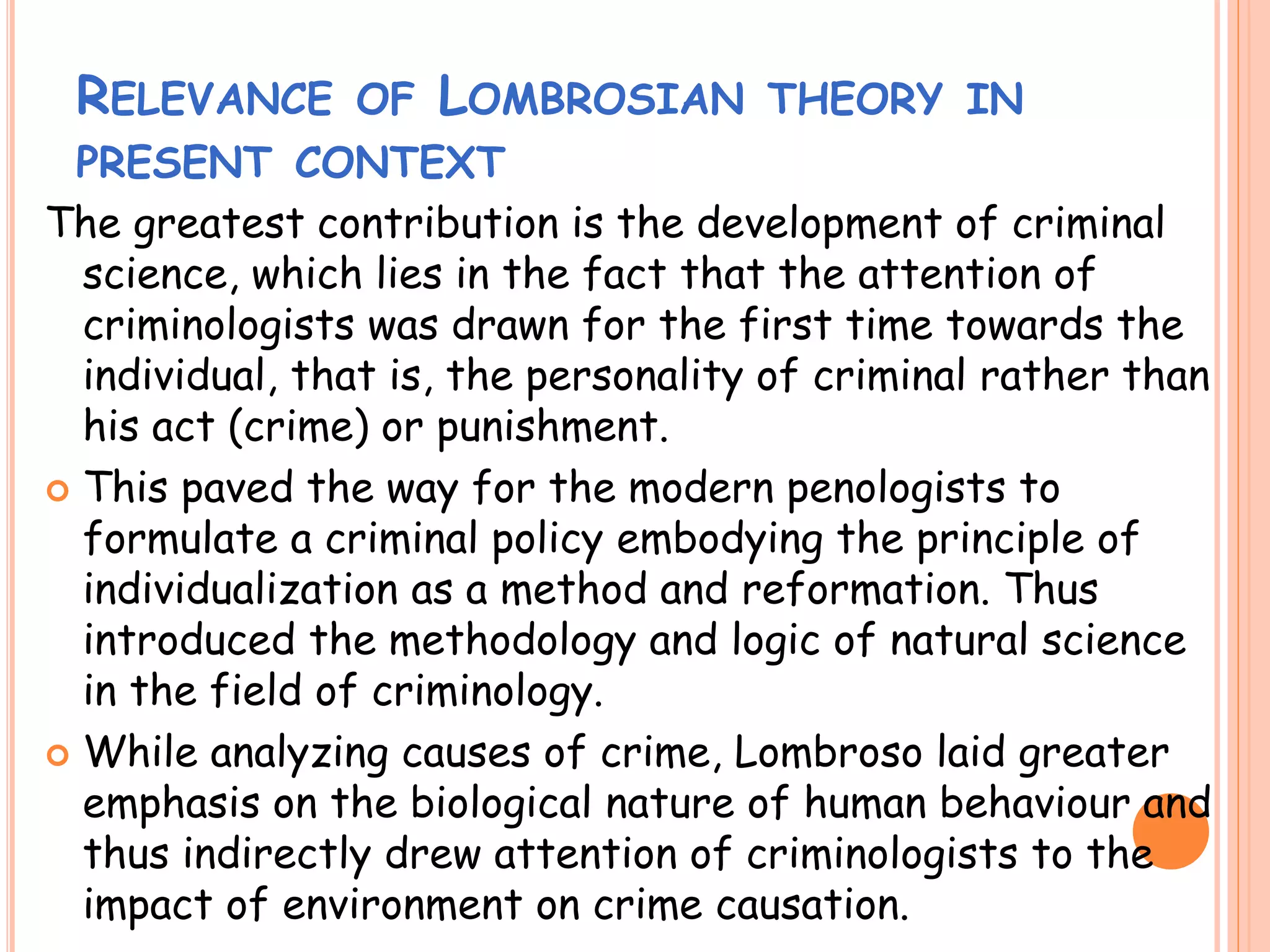 Lombrosian Theory of crime causation | PPTX