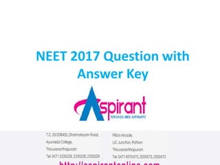 NEET 2017 Question with
Answer Key
 